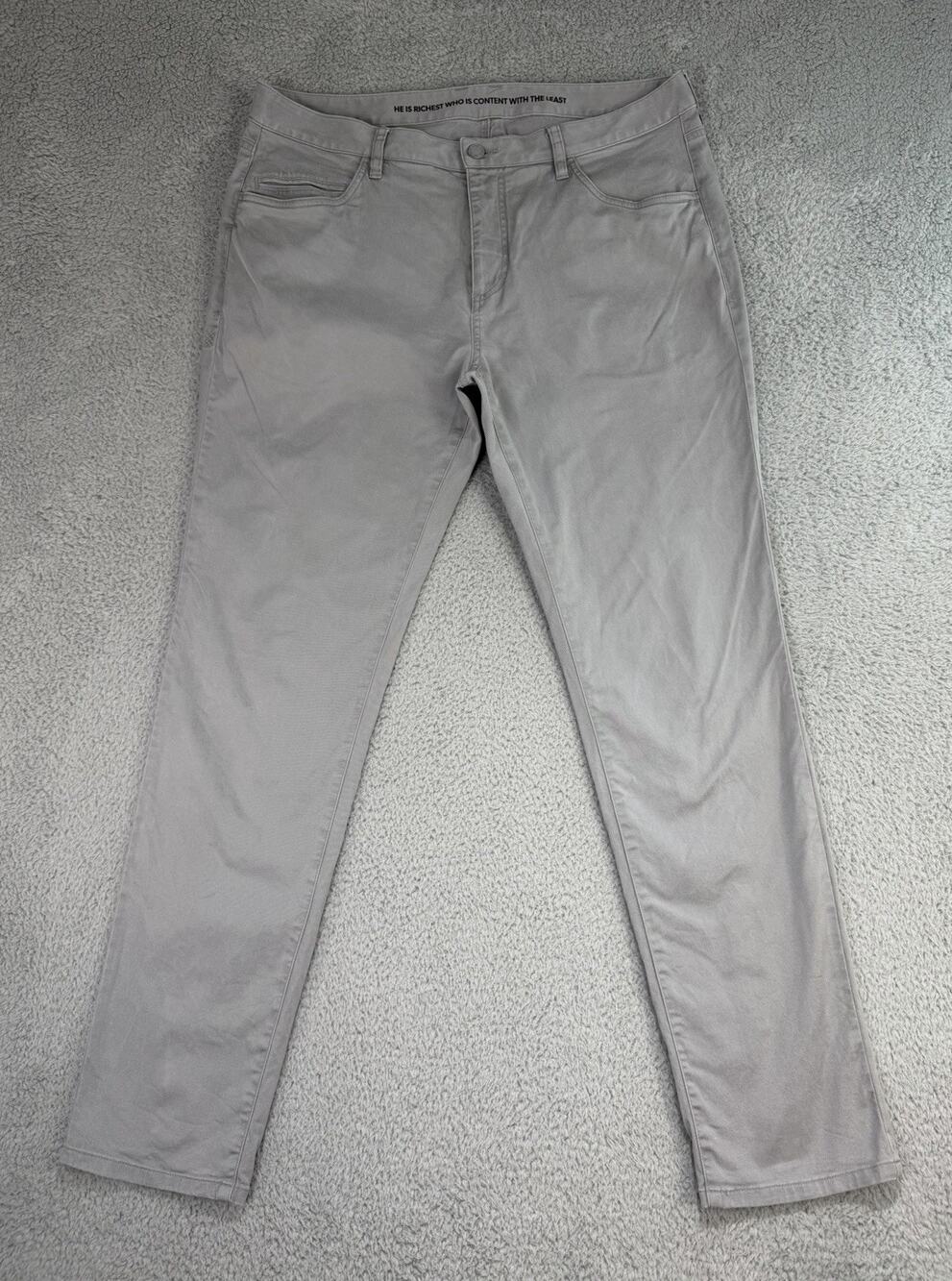 Rhone Pants Mens 36x32 Everyday Twill Five Pocket Slim Straight Gray